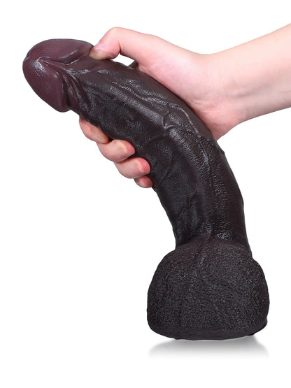 Erlos 10.6" x 2.2" Black Realistic Thrusting Dildo with Vibration & Heating