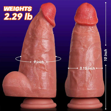 Fred 10" x 3.15" Realistic Dual-Density Silicone Extra Thick Giant Dildo
