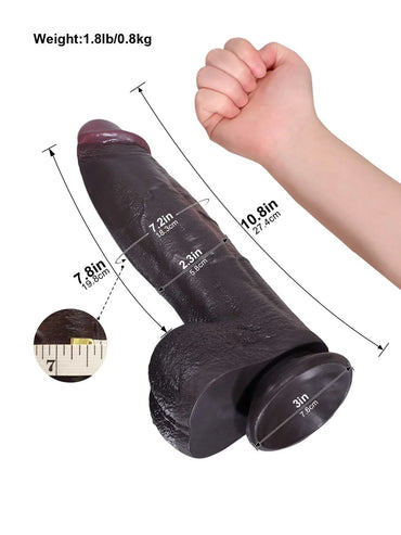 Henry 10.8" x 2.3" Thick Black Realistic Dildo with Tapered Head