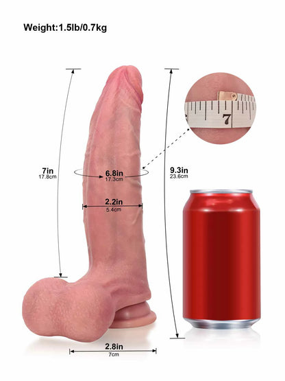 Hunter 9.3" x 2.2" Curved Flexible Realistic Dildo with Prominent Spine Ridge