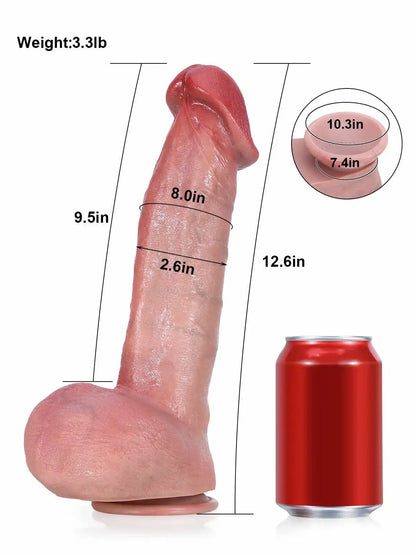 Jack 12" x 2.6" Realistic Huge Dildo Swollen Glans with Tight Balls