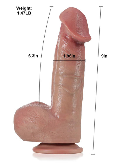 Jack 9" x 2" Realistic Dildo Swollen Glans with Tight Balls