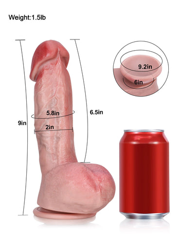 Jack 12.6" x 2.6" Realistic Huge Dildo Swollen Glans with Tight Balls