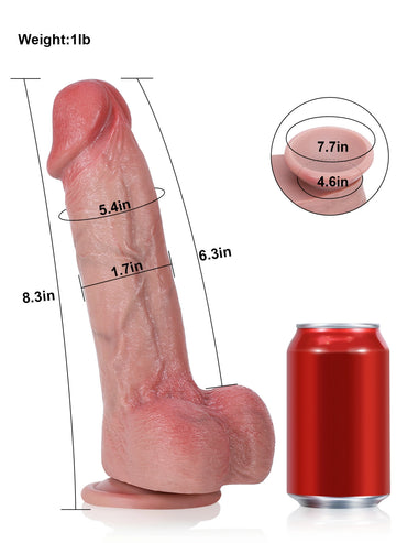 Jake 8.3" × 1.7" Bendable Realistic Dildo with Metal Core for G-Spot