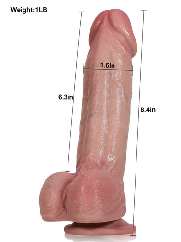Jake 8.4" × 1.6" Big Bendable G-Spot Dildo with Flexible Metal Core