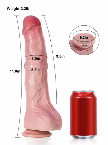 Jeff 13.8" x 2.2" Long Realistic Anal Dildo With Metal Keel