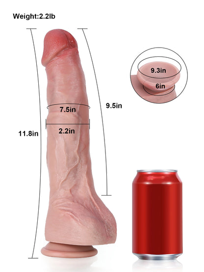 Robin 11" x 2.2" Thick Bendable Realistic Dildo with Dual Density