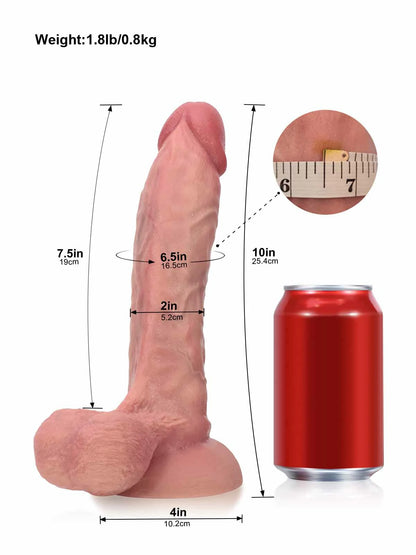 Jesse 10" x 2" Curved Realistic Dildo with Dual Density & Swinging Balls