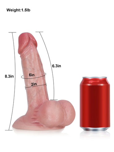 John 8.3" x 2" Realistic Dildo with Stimulating Ridge & Soft Balls