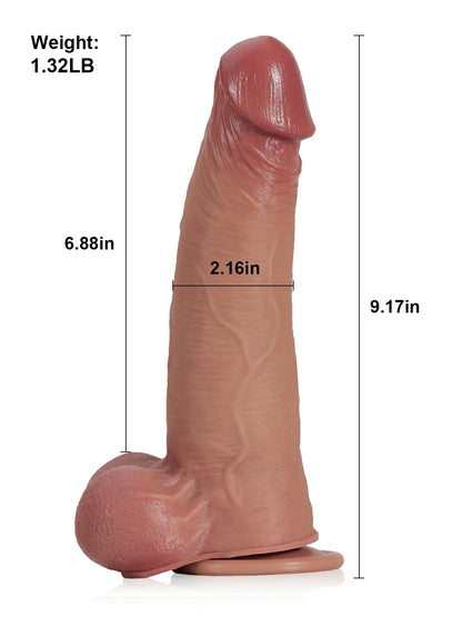 Jörg 9.2" x 2.2" Sliding-Skin Realistic Dildo with Swinging Balls