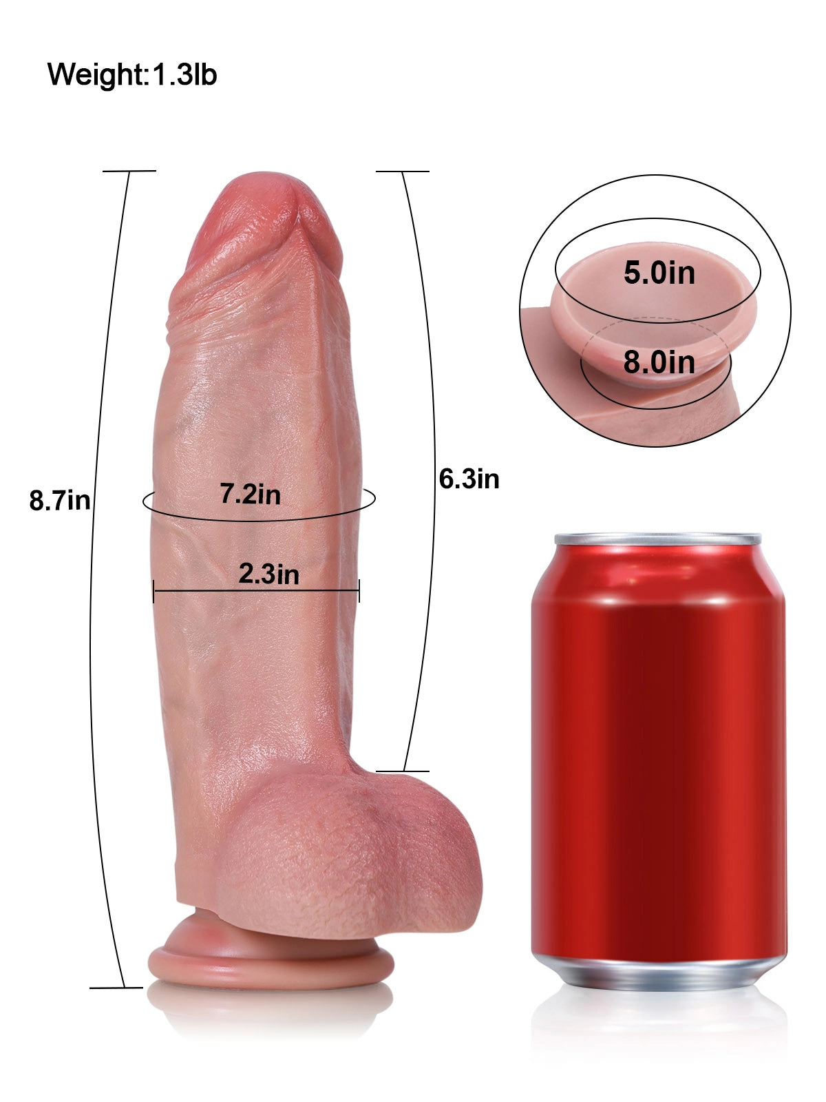 Jorge 8.7" x 2.3" Large Thick Realistic Soft Dildo With Raised Ridge