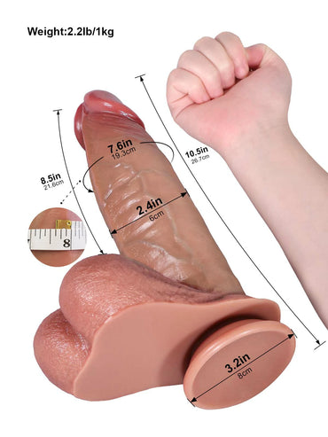 Marcus 10.5" x 2.4" Heavy Curved Realistic Dildo, Sliding Skin & Deep Ridge