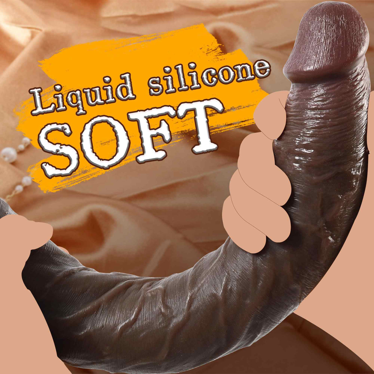 Karu 14" x 2" Realistic Long Black Dildo with Suction Cup for Anal Stimulation