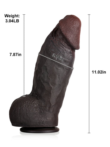 Diego 11" x 3.1" Large Thick Dual-Density Soft Black BBC Dildo