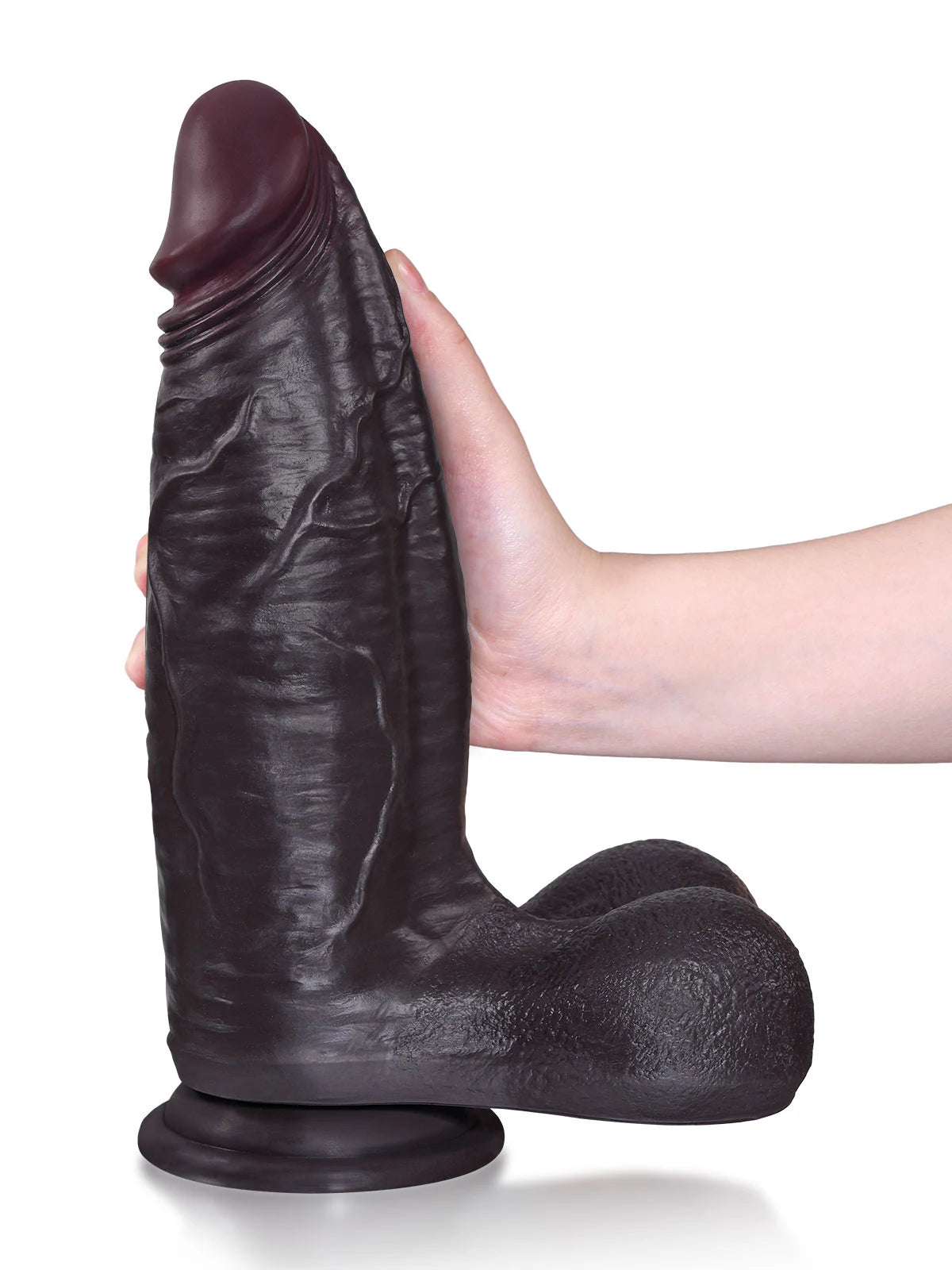 Kodin 11.5" x 3.3" Black Realistic Dildo with Gradually Thickening Shaft