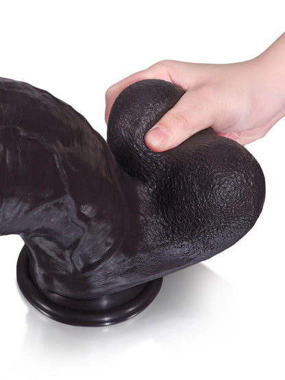 Kutin 11" x 3.3" Black Realistic Dildo with Thick Swelling Shaft