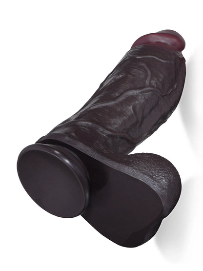 Kutin 11" x 3.3" Black Realistic Dildo with Thick Swelling Shaft