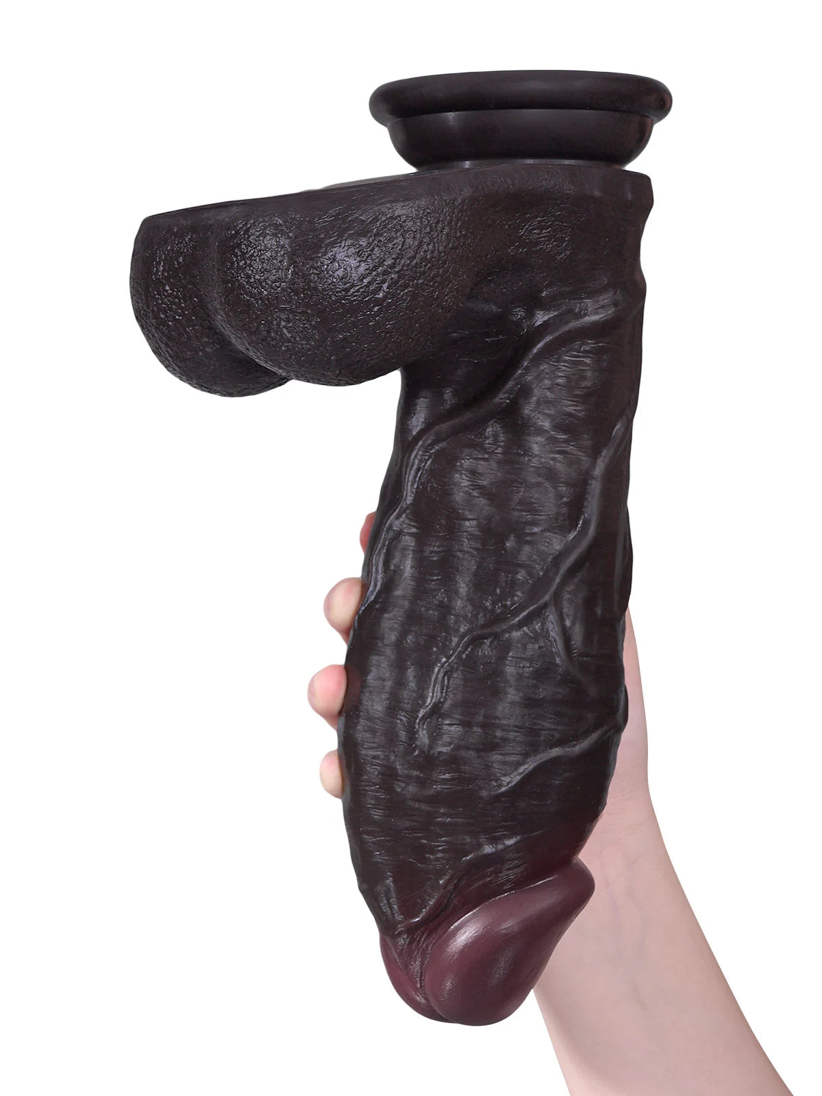 Kutin 11" x 3.3" Black Realistic Dildo with Thick Swelling Shaft