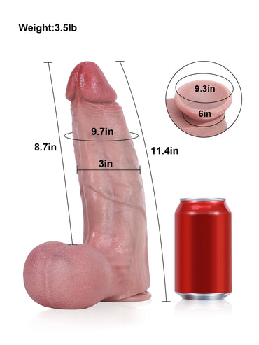 Lee 11.4" x 3" Huge Realistic Dildo with Triple Veins & Swinging Balls