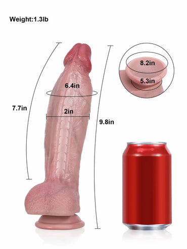 Liam 9.8" x 2" - Long & Thick Keel Dildo with Tapered Head and Suction