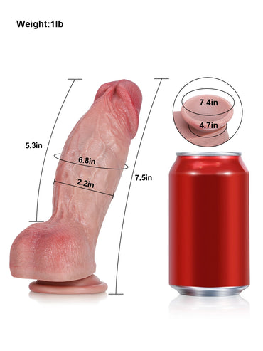Londo 7.5" x 2.2" Realistic Ridged Silicone Dildo with  Detailed Veins