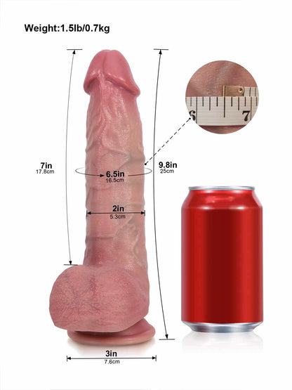 Nico 9.8" x 2.1" Thick Mushroom Head Dildo with Real-Skin Feel
