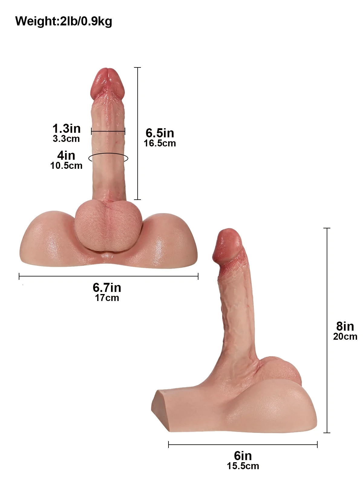 Rex 6.5" Bendable Silicone Dildo with Free-Standing Sculpted Base, 2 lb