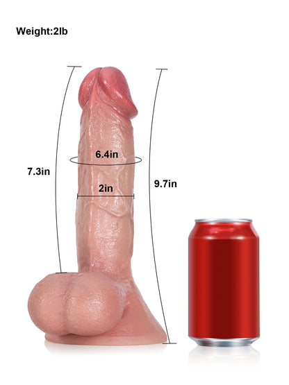 Rob 9.7" x 2" Realistic Large Dildo with Swinging Balls & Reinforced Metal Core