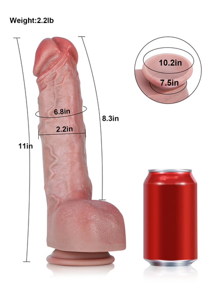 Robin XL 11" x 2.2" Long Thick Realistic Dildo with Bendable Core