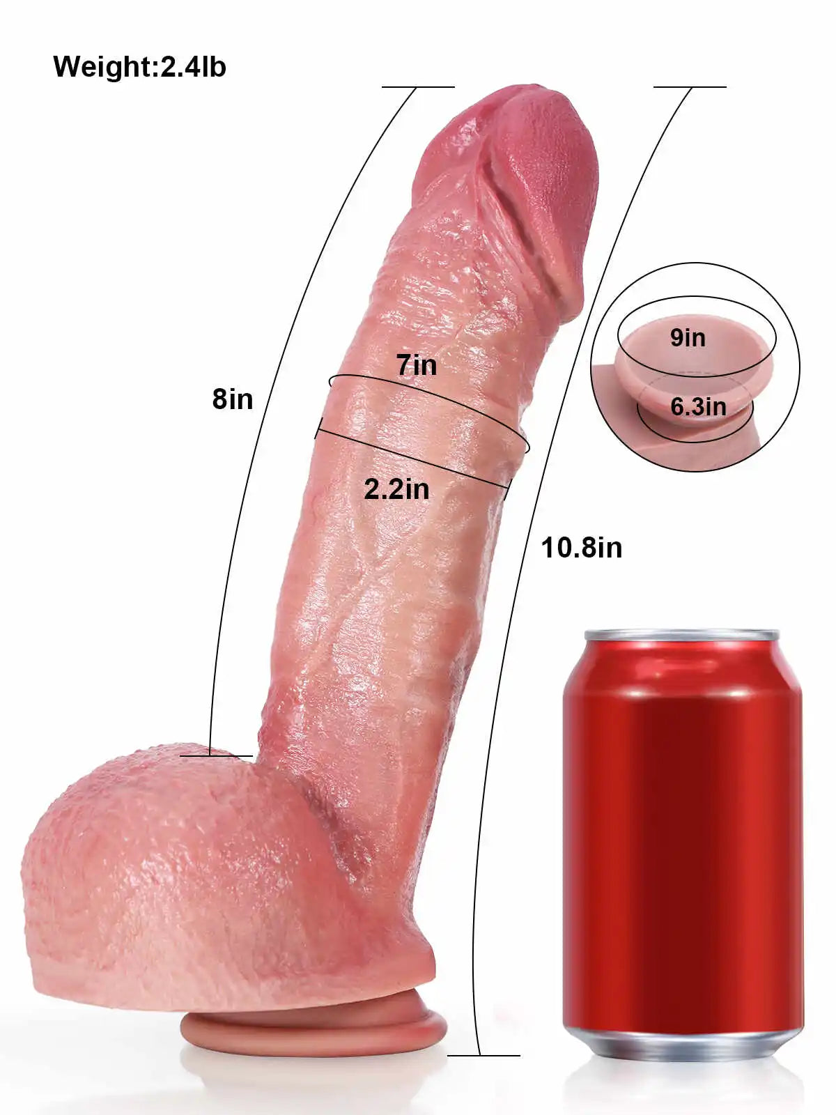 Rockwell 11" x 2.5" Big Realistic Soft Dildo With Flexible Metal Keel