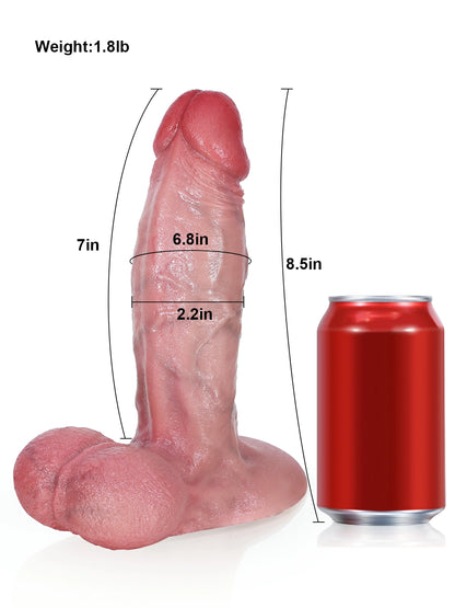Ross 8.5" x 2.2" Thick Realistic Dildo with Swinging Balls & Vac-U-Lock