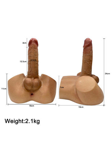 Rowge 6.5" x 1.77" Realistic Torso Dildo with Built-In Anal Channel, 4.6 lb