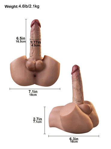 Rowge 6.5" Realistic Silicone Riding Hip Dildo with Rear Channel, 4.6 lb