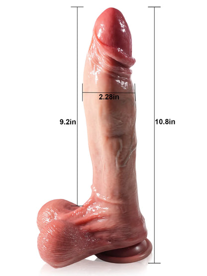 Samuel 10" x 2" Huge Thick Thrusting Vibrating Dildo Swollen Glans Balls