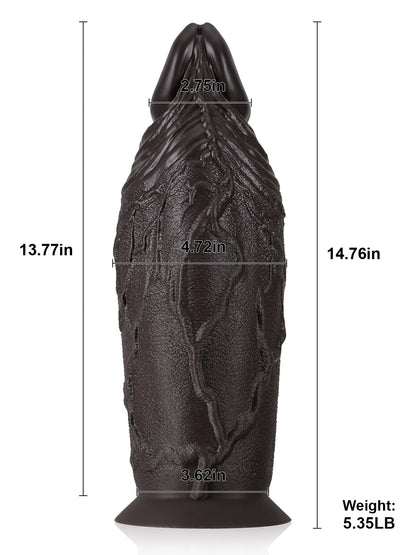 Sean 14.7" x 4.7" Giant Thick Black Dildo with Small Soft Glans-2