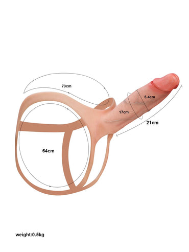 Seraphine 8.3" x 2.2" Realistic Hollow Strap-On Dildo & Extension Sleeve