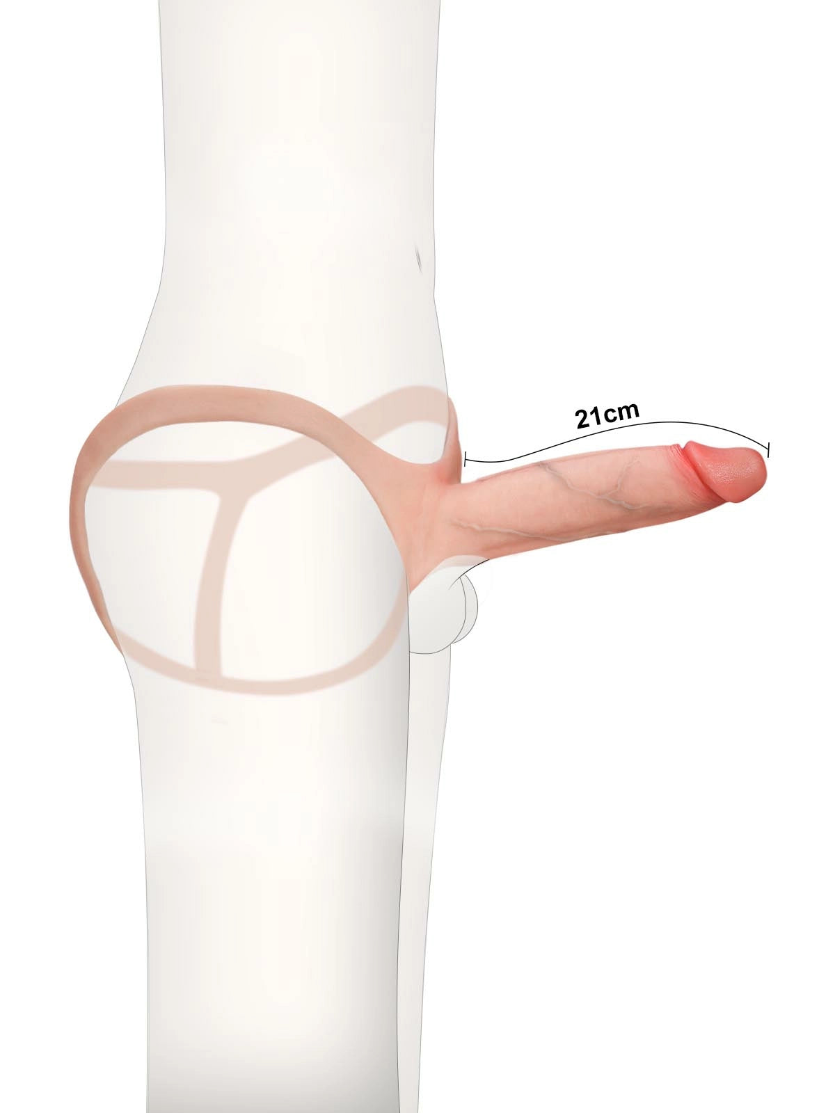 Seraphine 8.3" x 2.2" Realistic Hollow Strap-On Dildo & Extension Sleeve