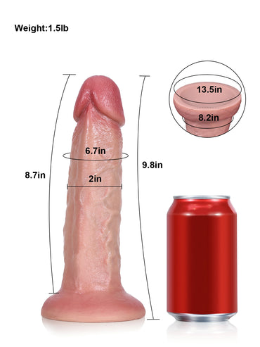 Tony 9.8" x 2" Large Thick Dual-density Silicone Soft Dildo