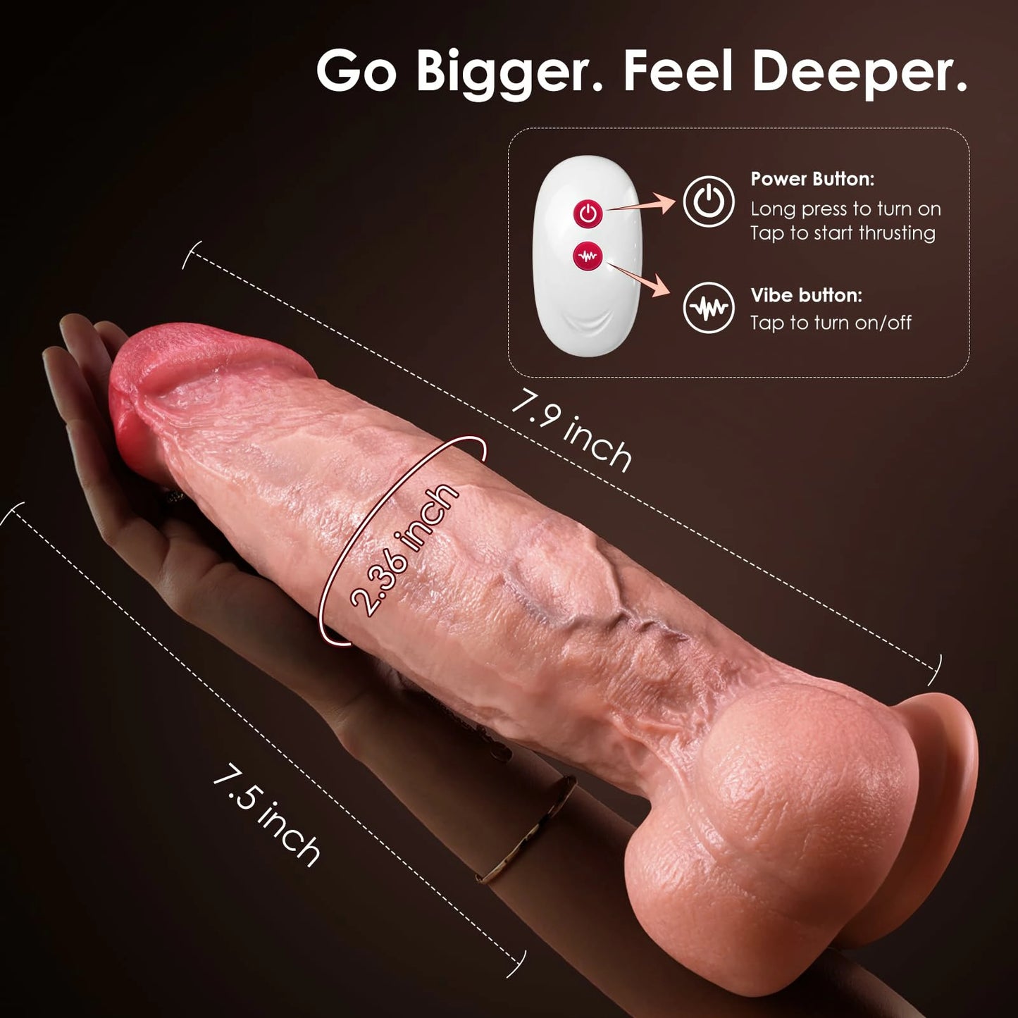 Kony 8" x 2.4" APP-Controlled Realistic Dildo with 9 Thrusts & 3 Vibrations