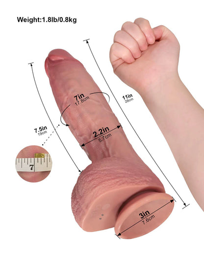 Vincent 11" x 2.2" Heated Realistic Vibrating Thrusting Dildo with Tapered Shaft