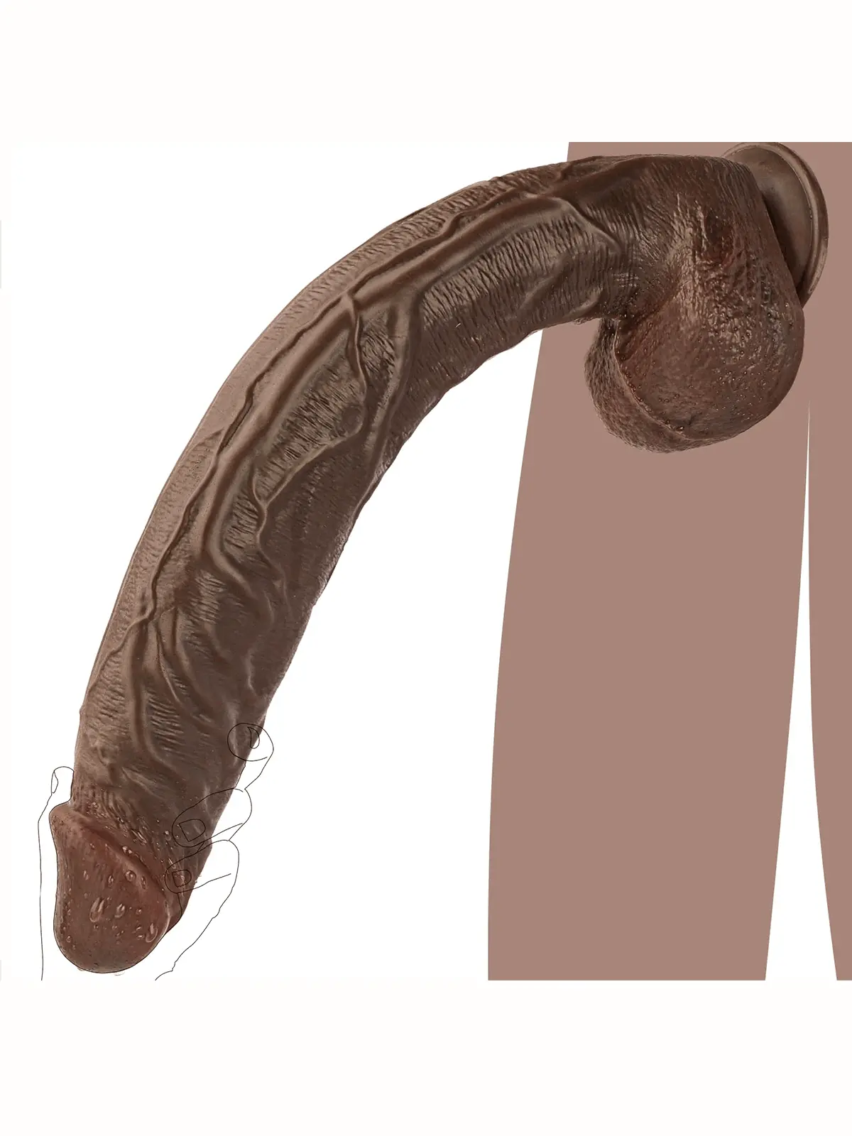 Walter 17.7" x 1.8" Extra-Long Black Dildo, Perfect for Deep & Intense Stimulation