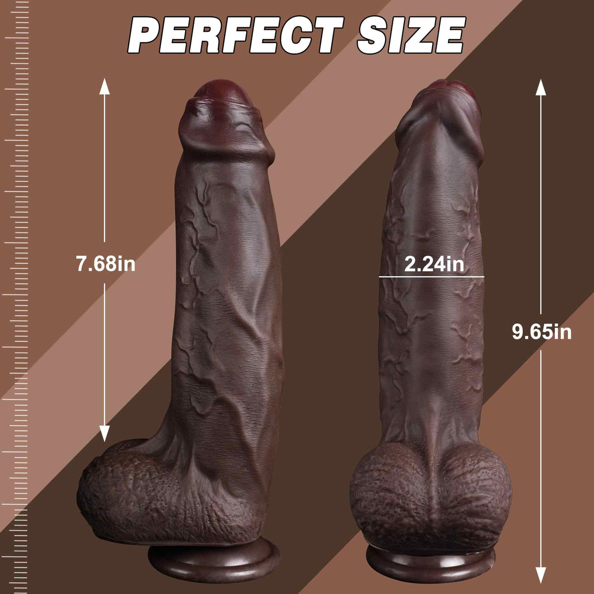 Taylor 9.7" x 2.3" Realistic Large Soft Uncircumcised Black Dildo