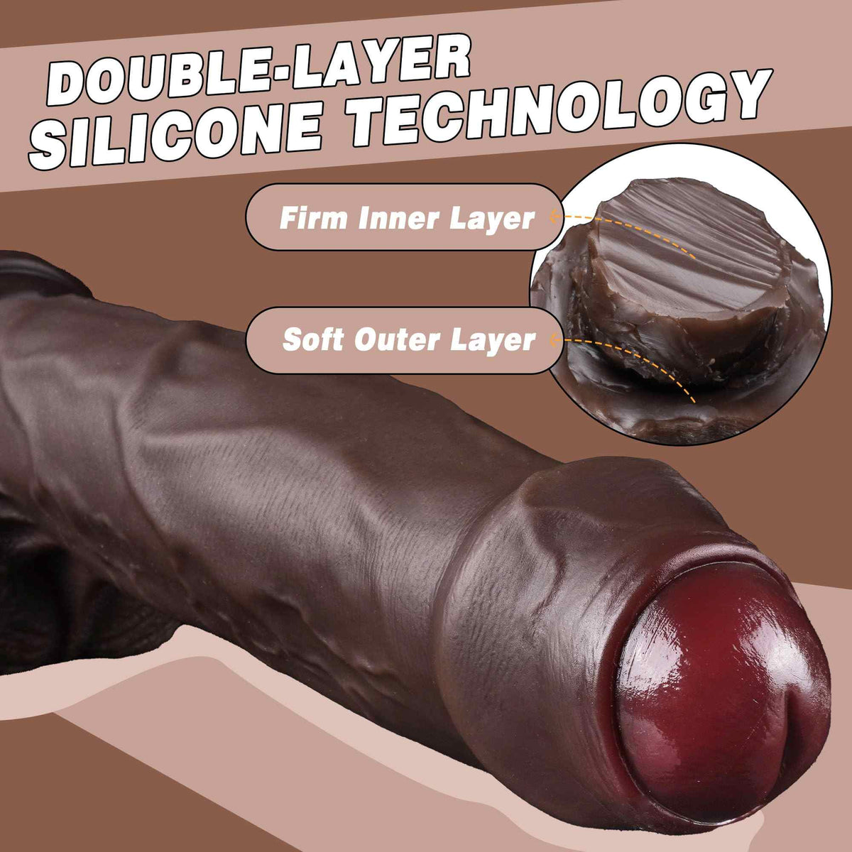 Taylor 9.7" x 2.3" Realistic Large Soft Uncircumcised Black Dildo