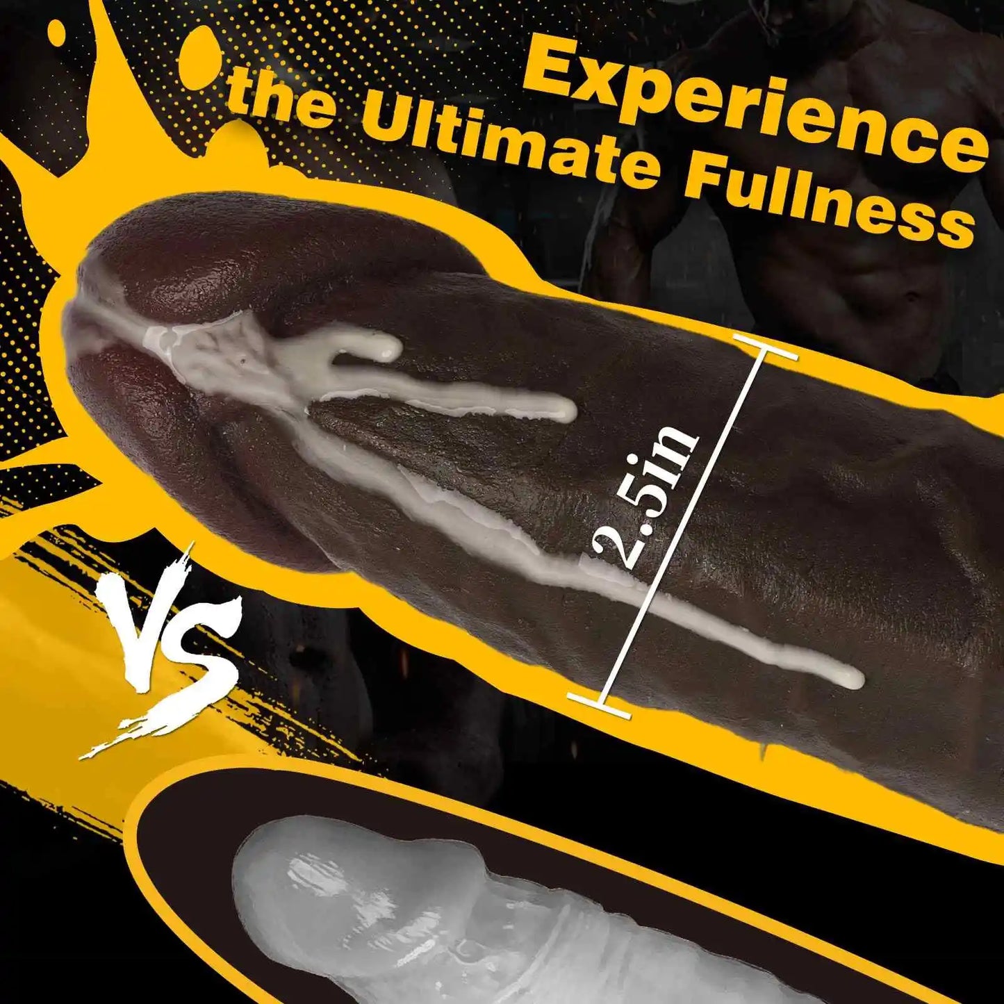 Rashad 12.5" x 2.5 " Big Tip Thick Black Dildo