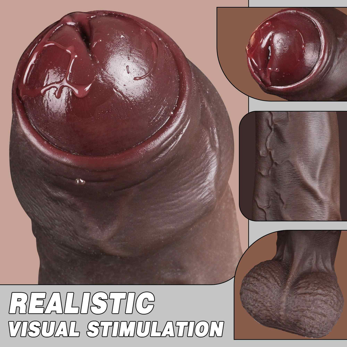 Taylor 9.7" x 2.3" Realistic Large Soft Uncircumcised Black Dildo