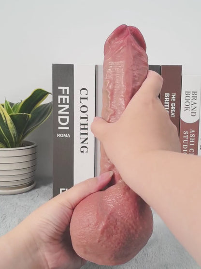 Charlie 9.2" x 2" Realistic Huge Silicone Dildo With Bendable Metal Keel